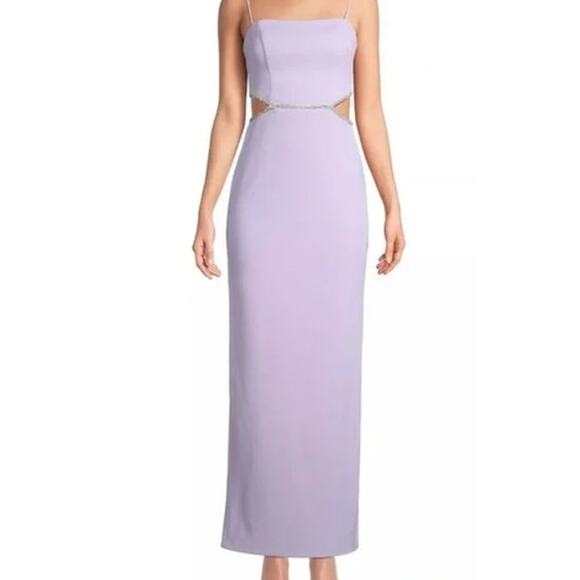 AQUA Ladies Lilac Purple Side Coutout Formal Dress, Rhinestone Trim, Size 4, NWT - Picture 1 of 5